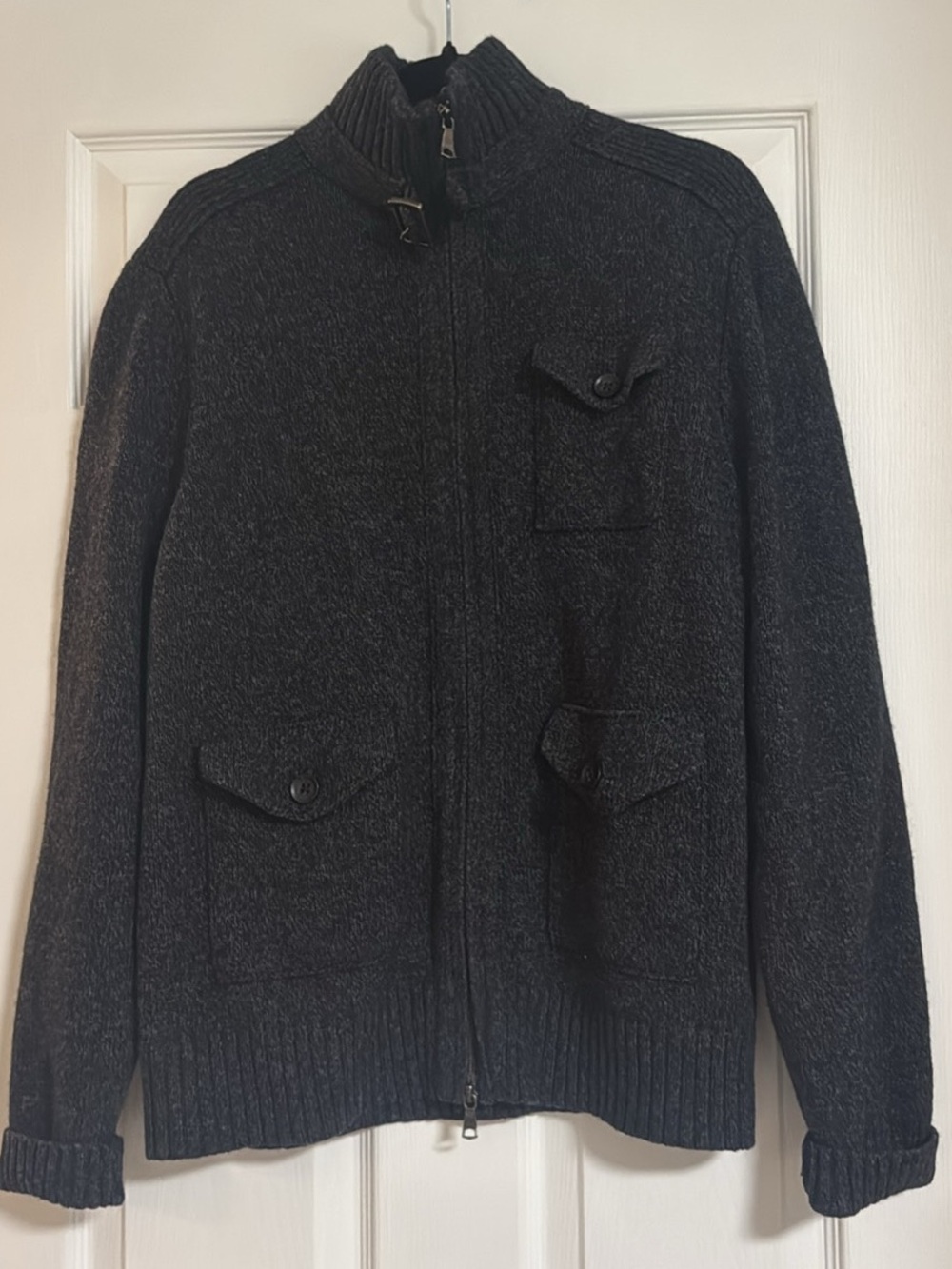 Banana Republic Dark Gray Zip-Up Knit Sweater Jacket